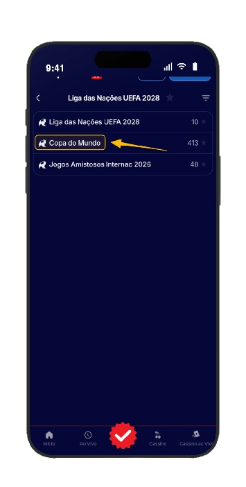 Toque em Copa do Mundo na seção Internacional da HiperBet