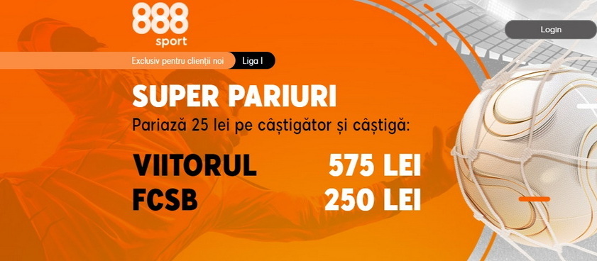 Ai cote mărite la 888 Sport pentru meciul etapei, Viitorul - FCSB