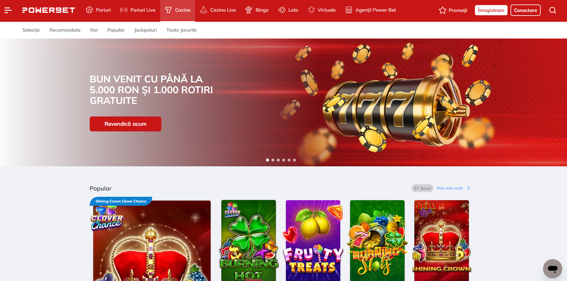 Sectiune Casino la Powerbet