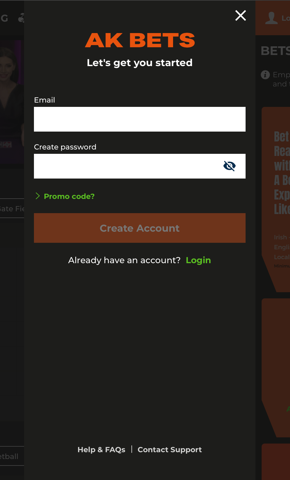 Enter your email address and a password