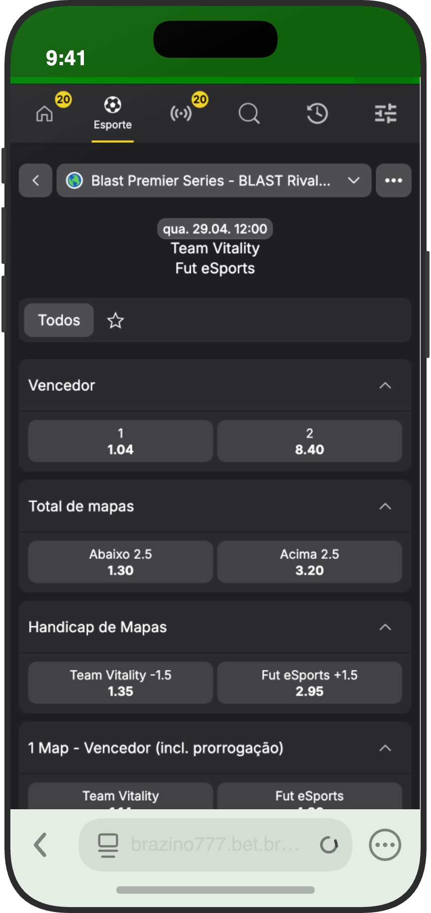 Apostas em eSports na Brazino777 com partida de CS2 do Blast Premier