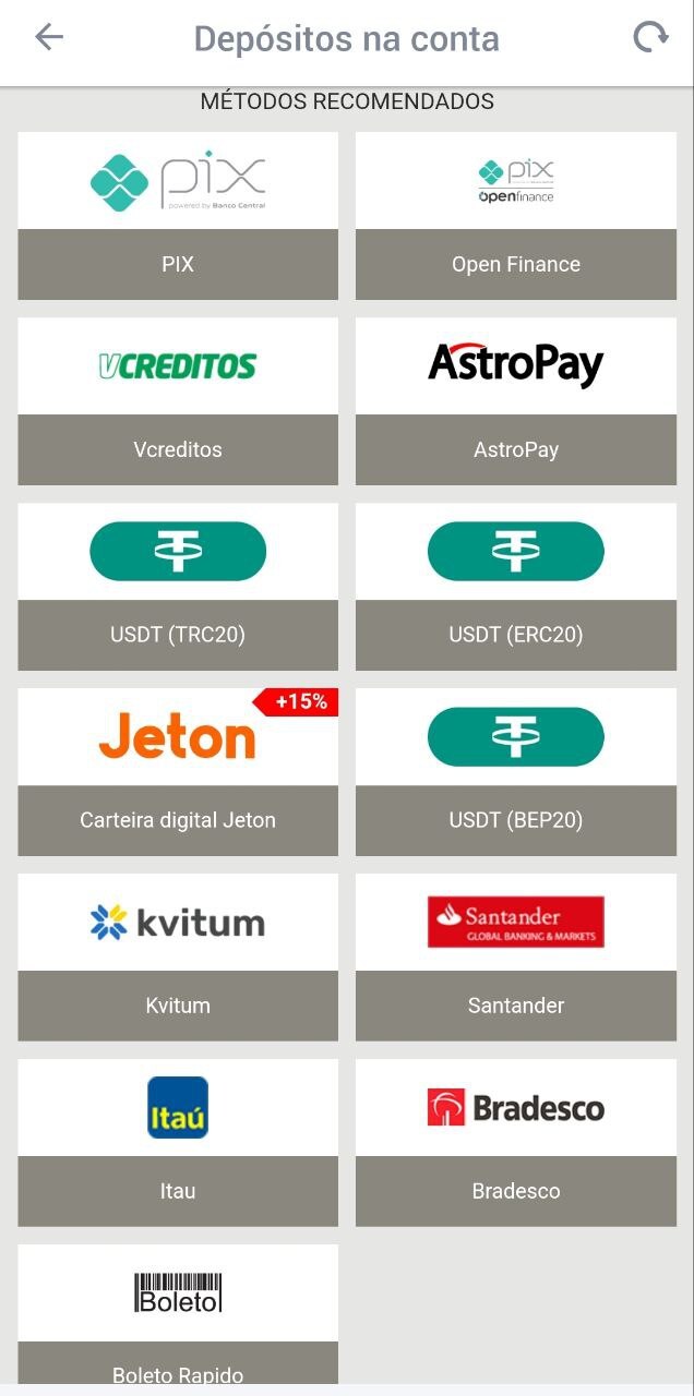 Escolha o método de pagamento preferido