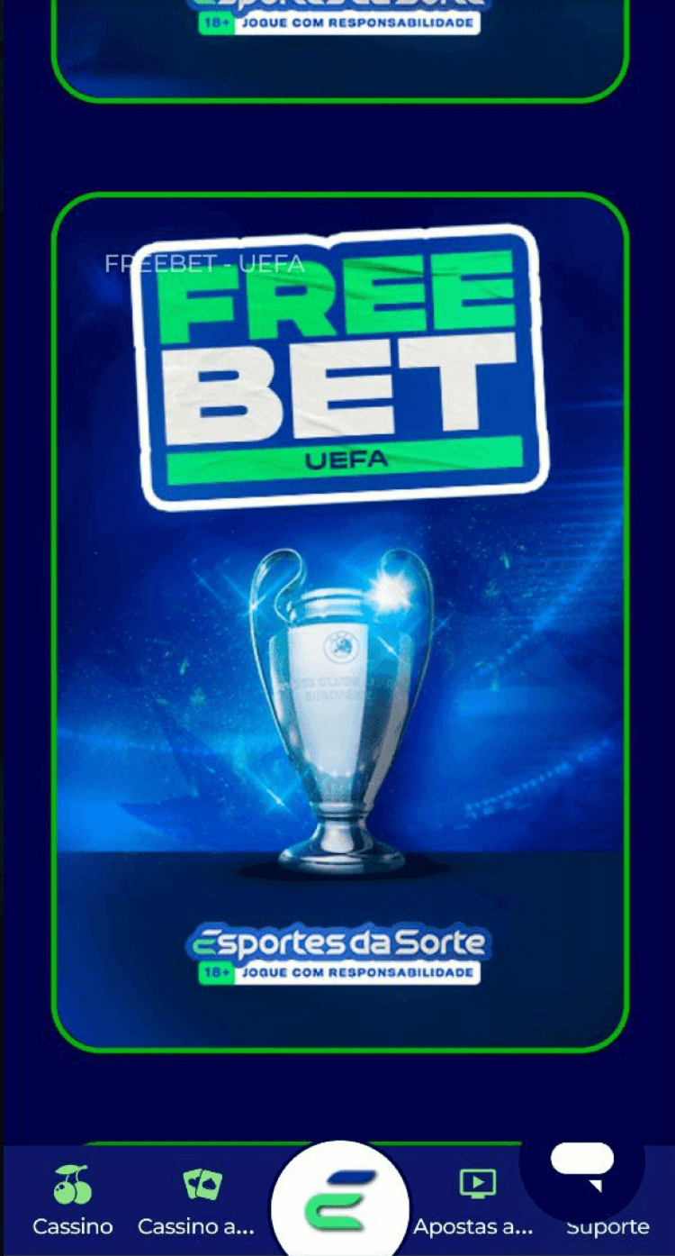 A promoção com Freebet em UEFA da Esportes da Sorte