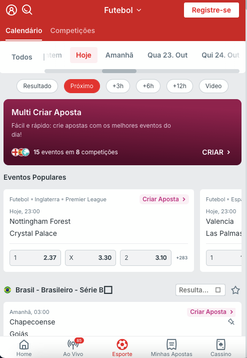 Página de apostas esportivas na Superbet