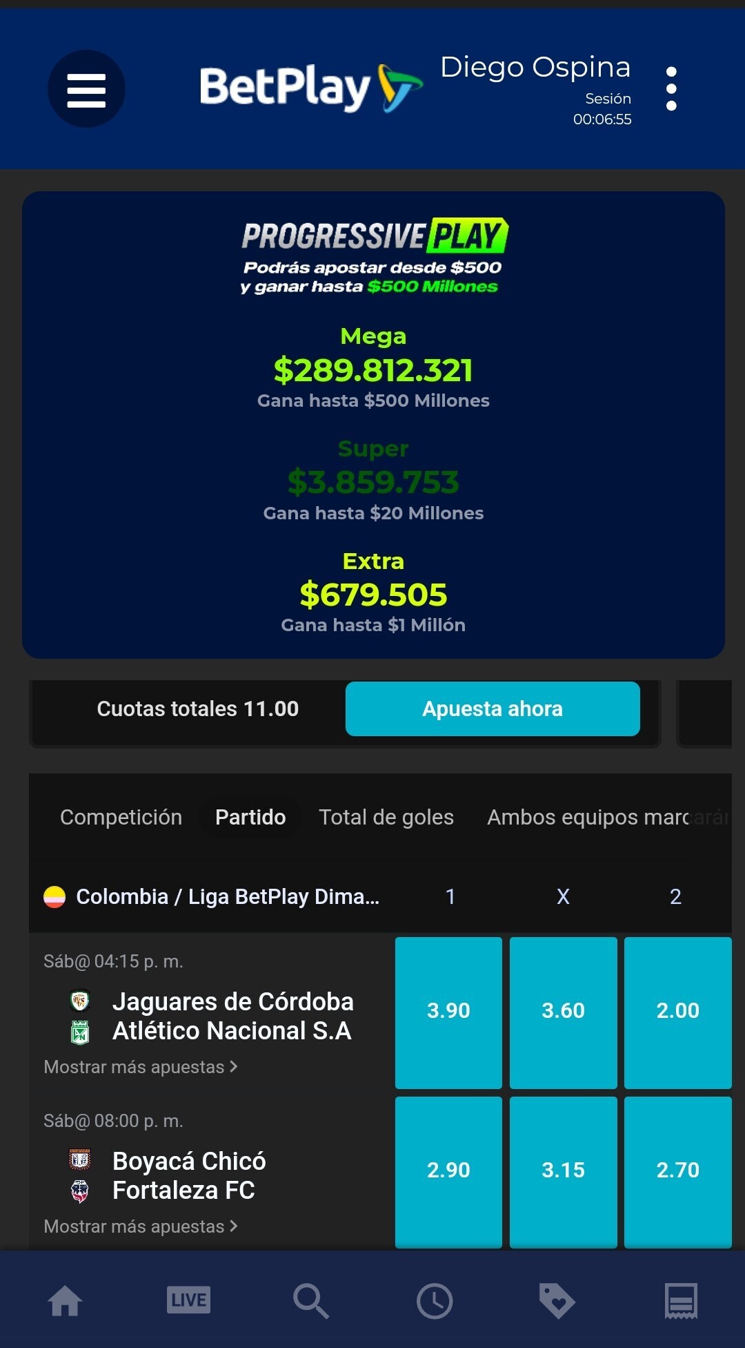 Liga BetPlay Dimayor en el celular