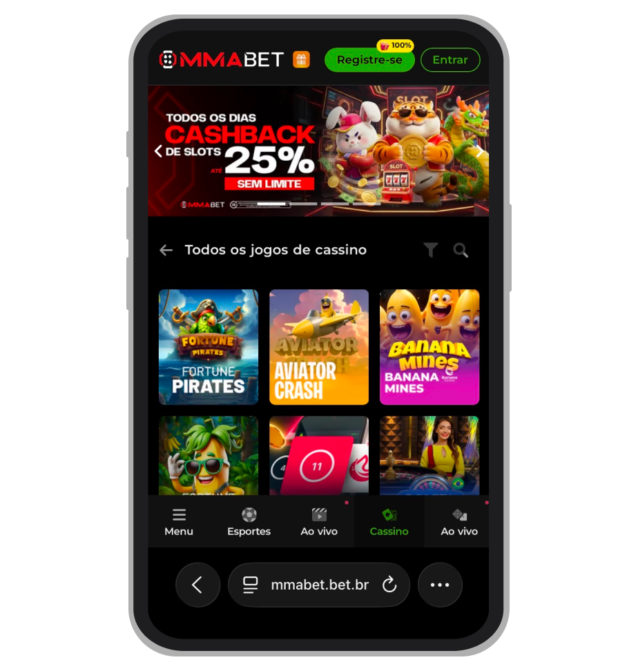 Seção de cassino da MMABet