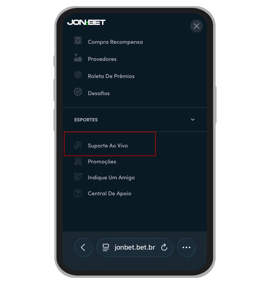 Acesso ao suporte 24h via chat no cassino Jonbet