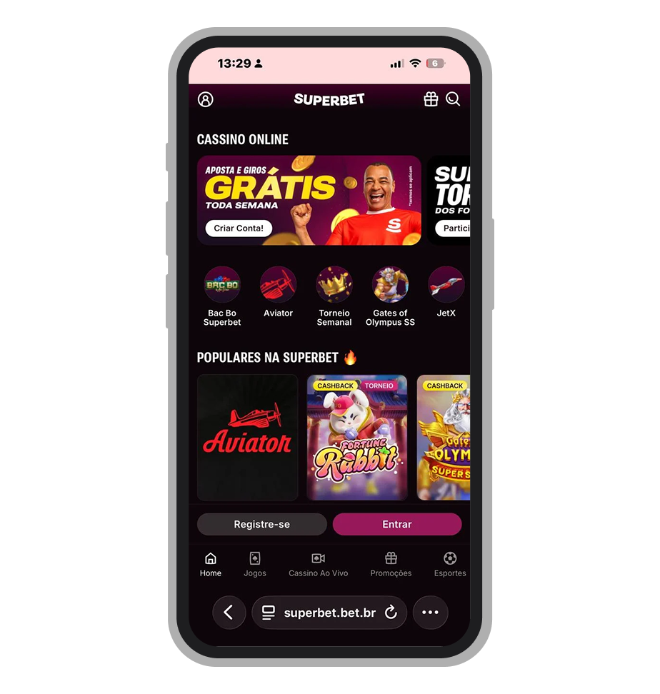 Site mobile do cassino Superbet