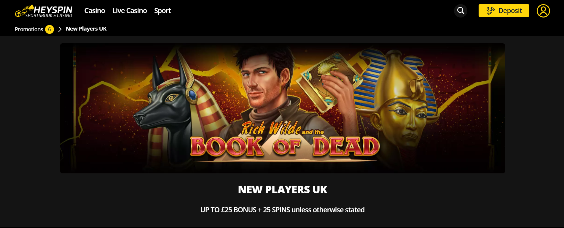 HeySpin Casino welcome offer banner.