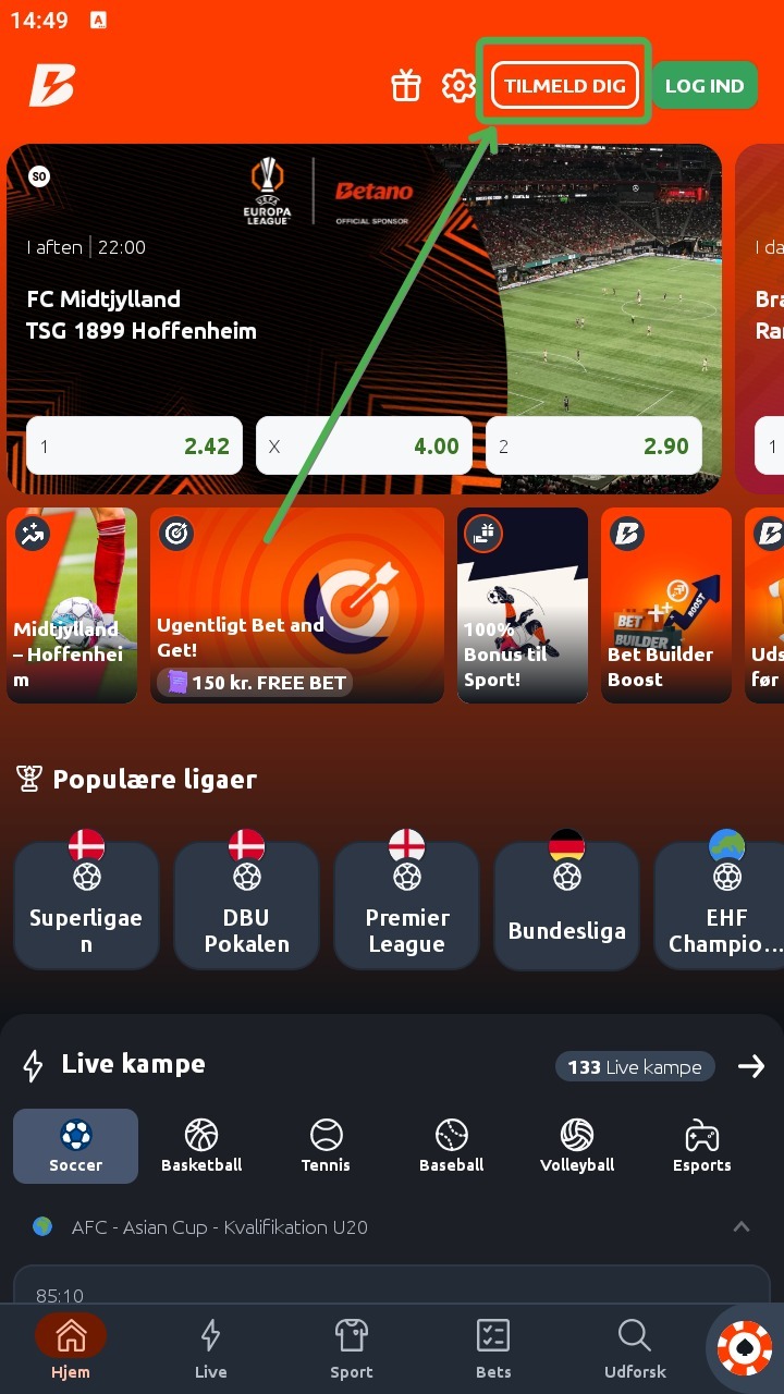 Tilmeldingsknap