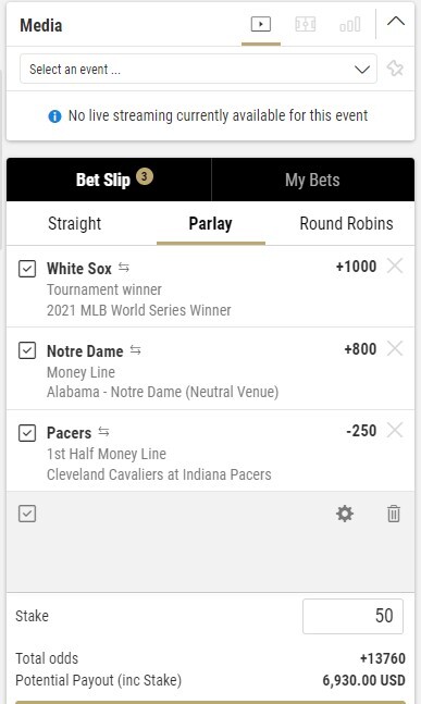 Football Parlay Cards, Progressive Parlay Cards