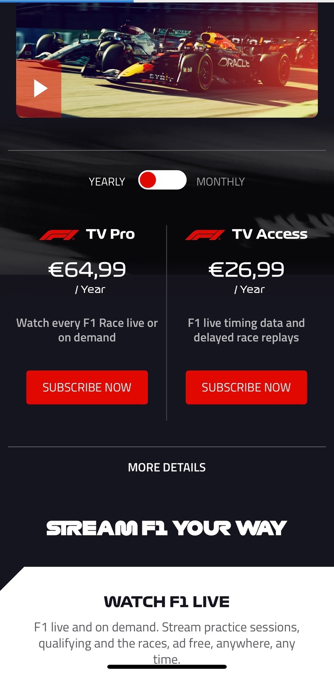 Стоимость подписки на F1 TV за год
