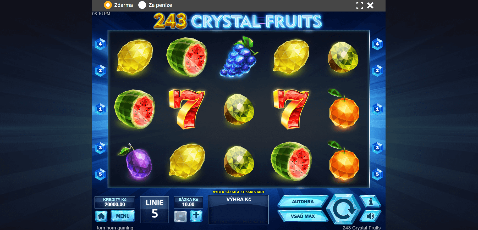 Demoverze hry 243 Crystal Fruits