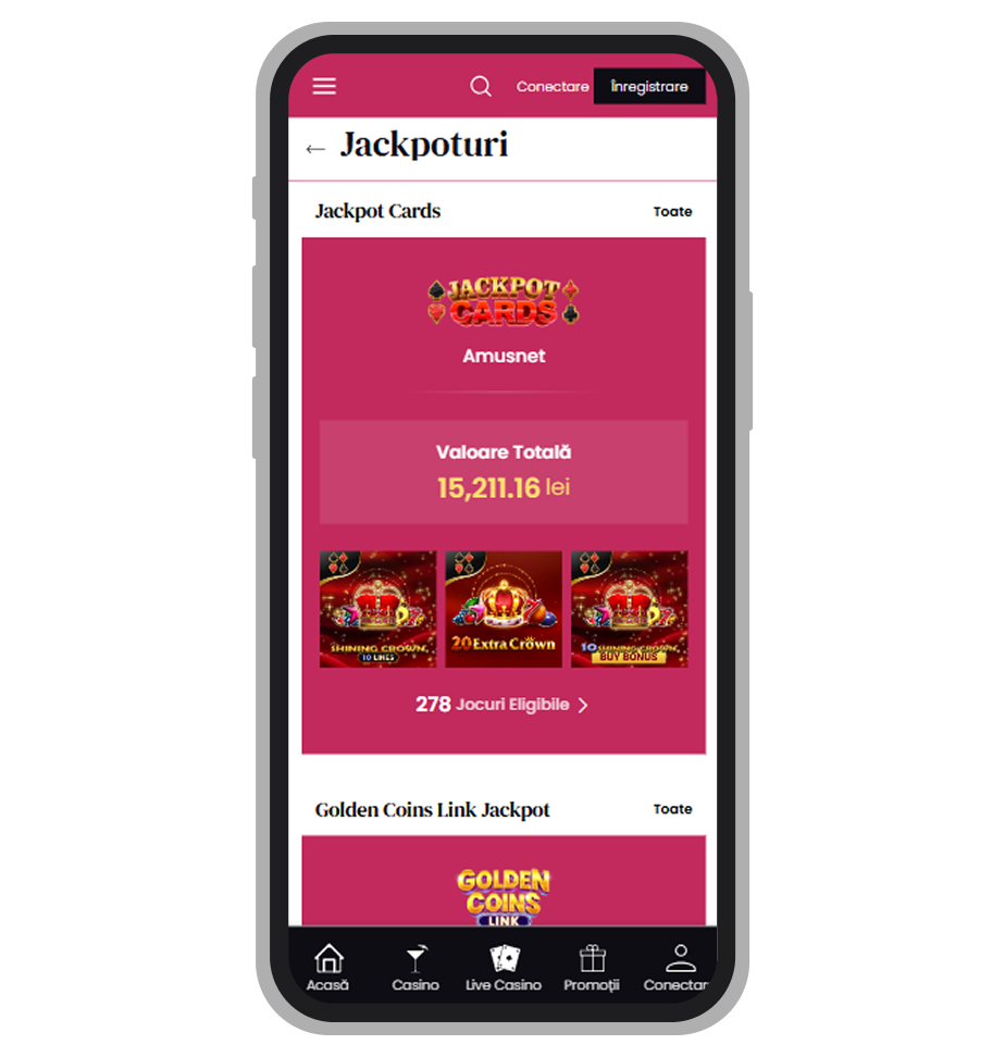 Secțiunea Jackpoturi la Lady Casino