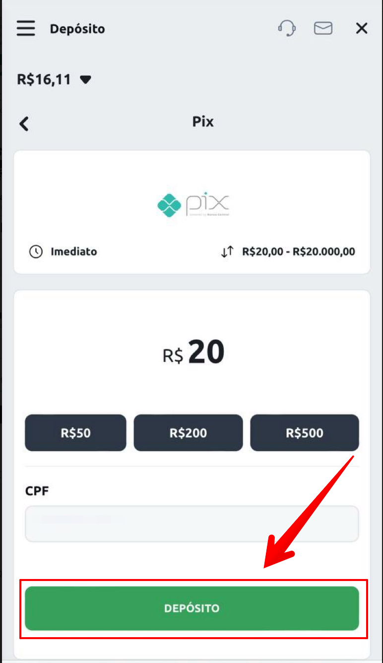 Informe o valor de pagamento 