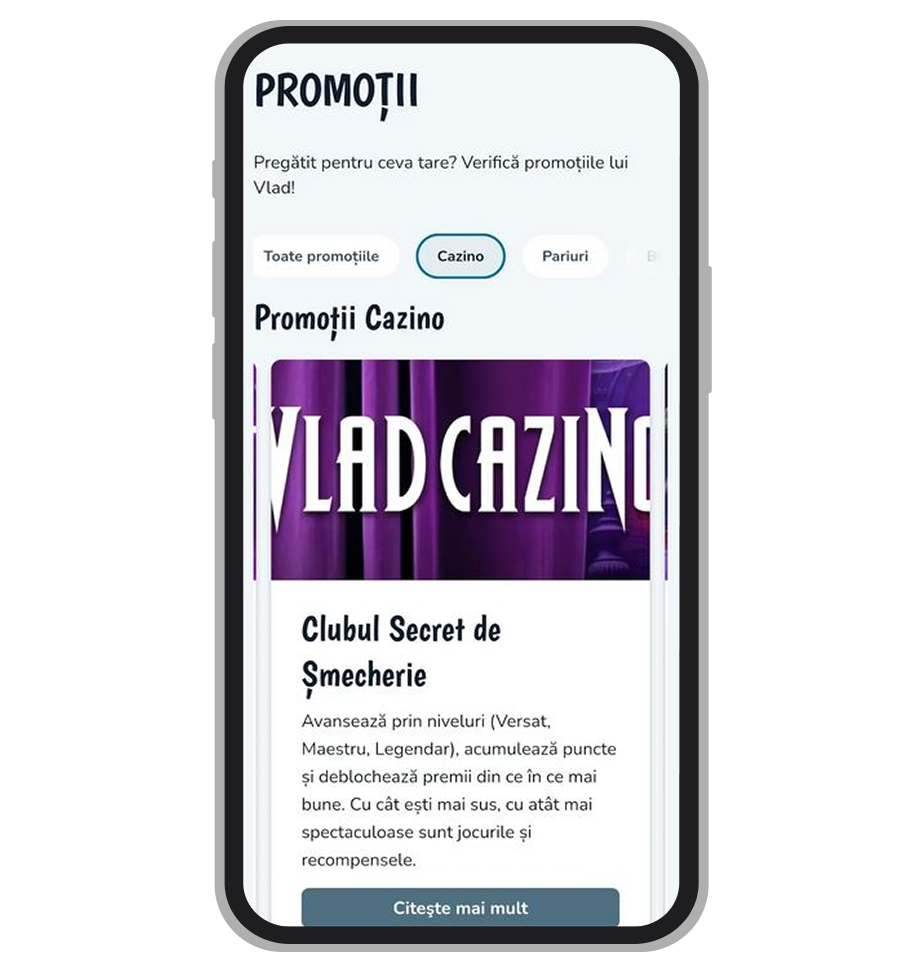 Pagina de promoții Vlad Casino