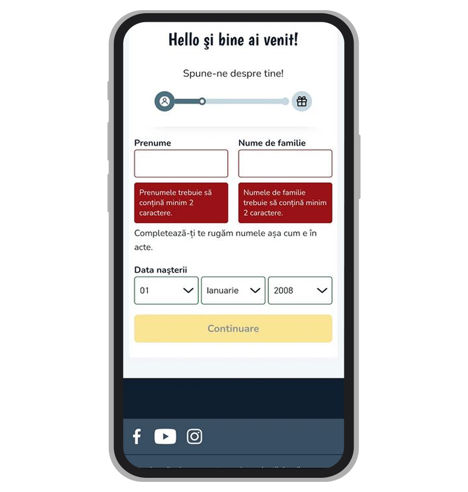 Formular înregistrare (prima parte)