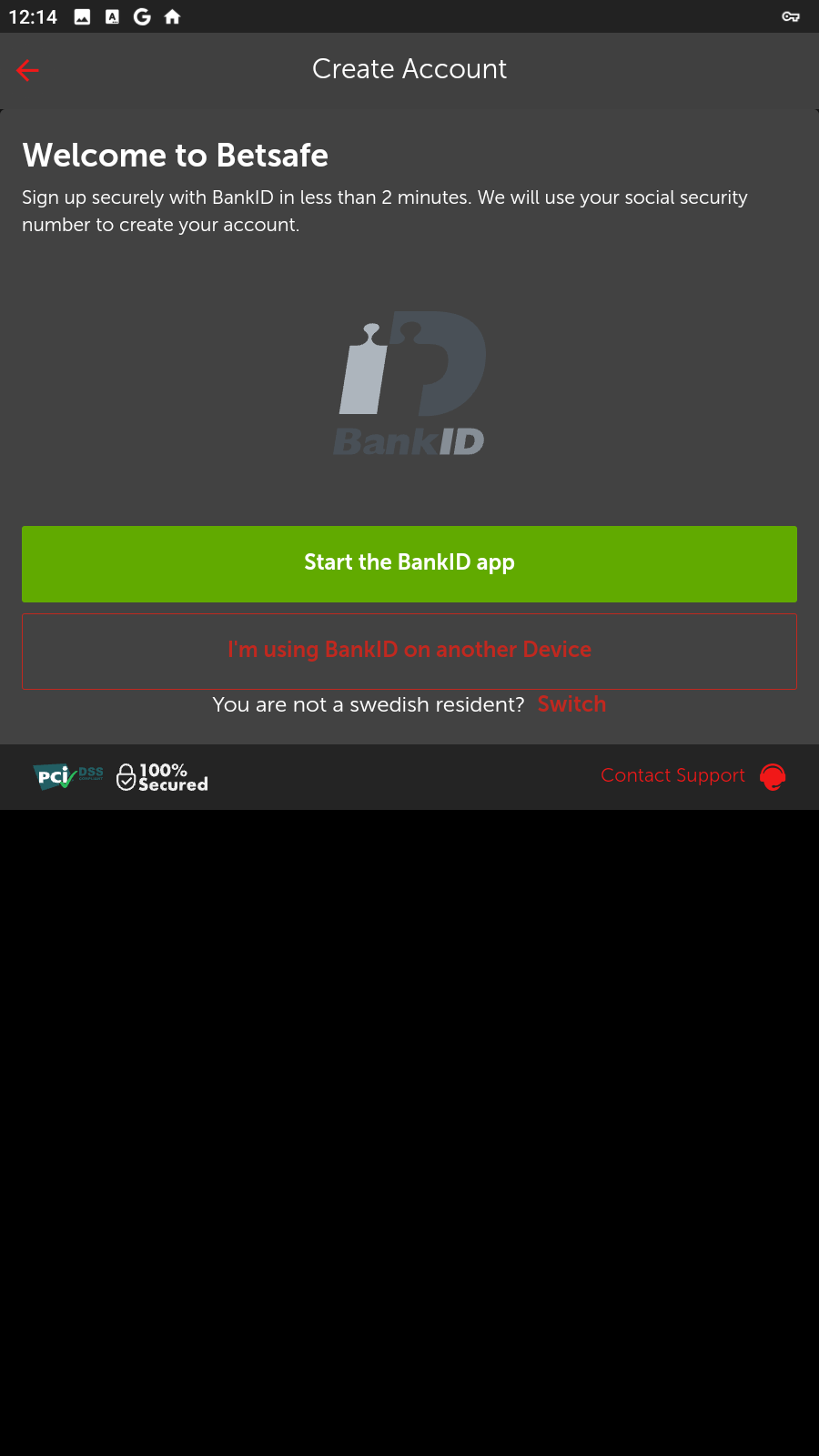 Registreringssida för "BankID"