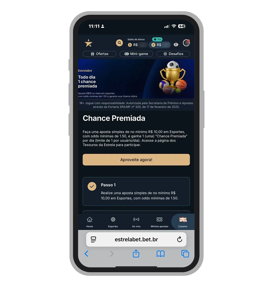 Chance Premiada — é o carro chefe das ofertas da EstrelaBet em 2026