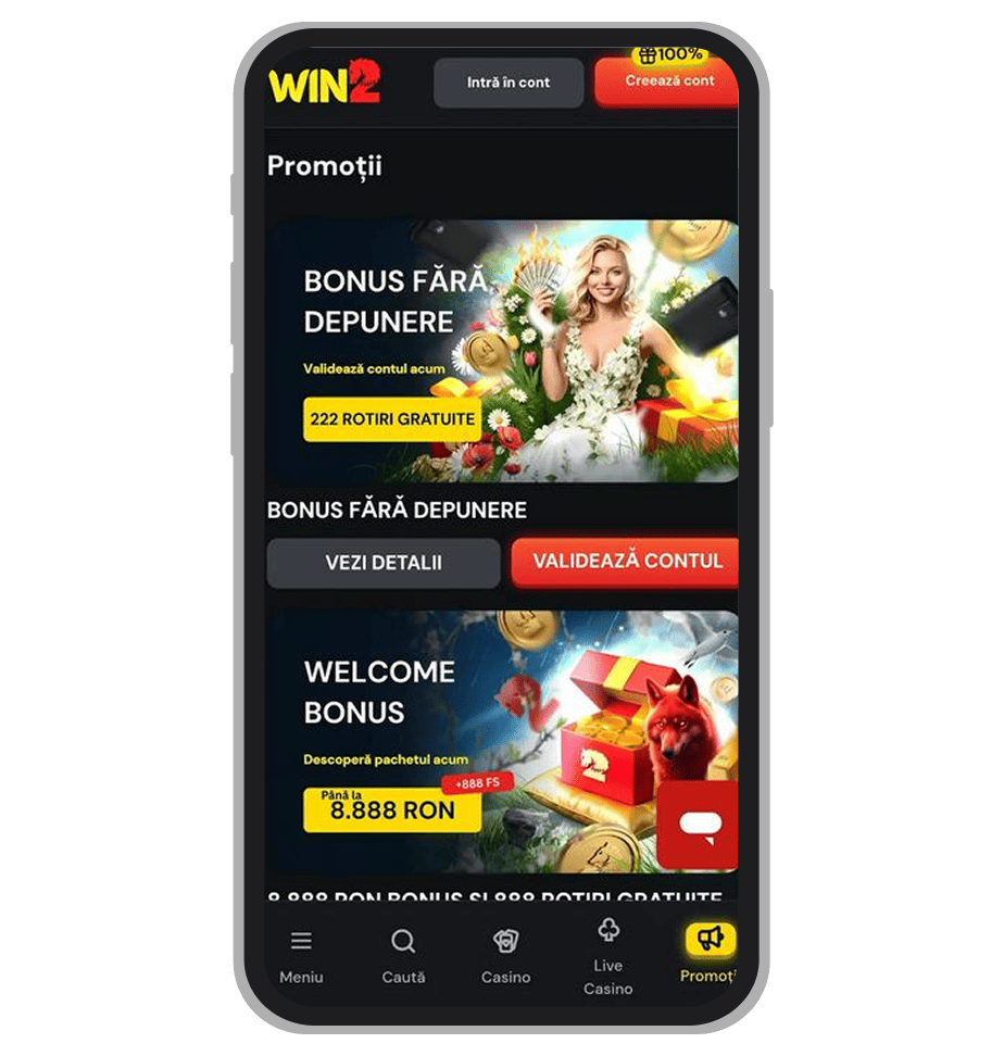 Pagina de promoții Win2 Casino