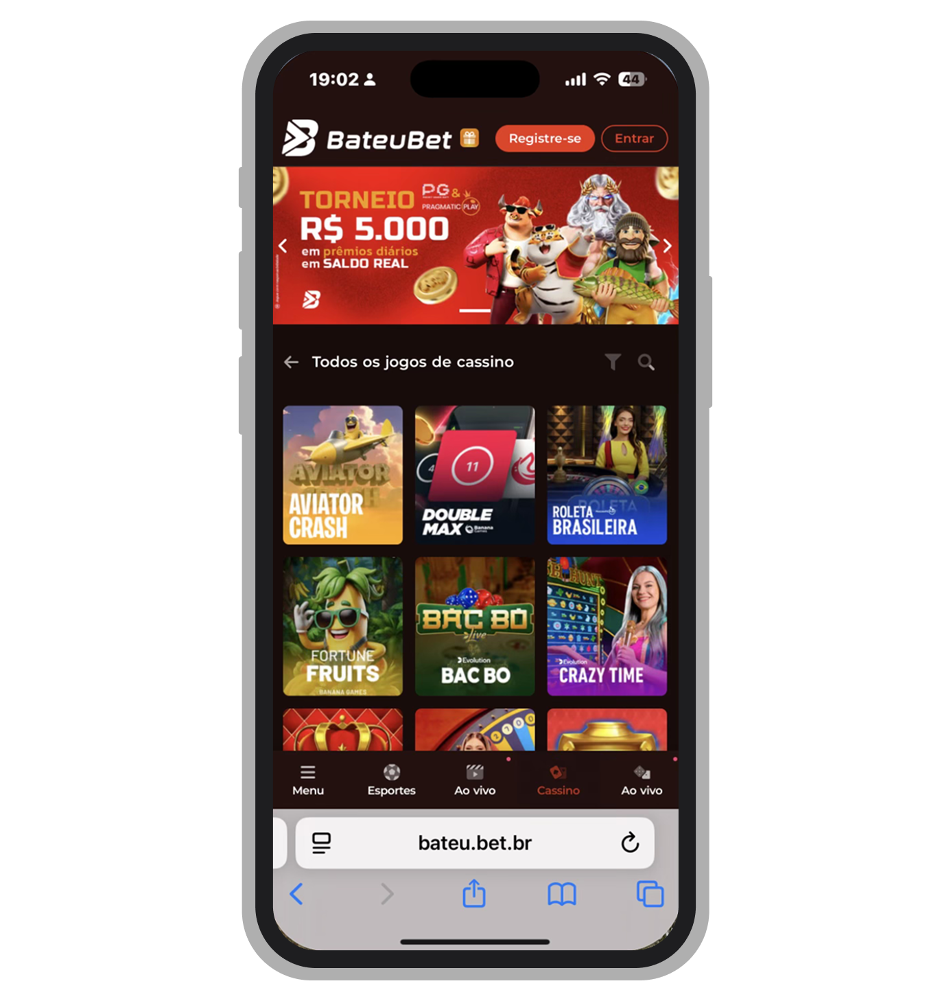 Slots no site mobile da Bateubet