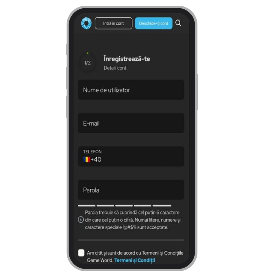 Formular înregistrare (prima parte)