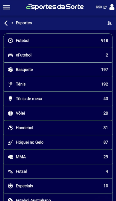 Escolhe o esporte desejado