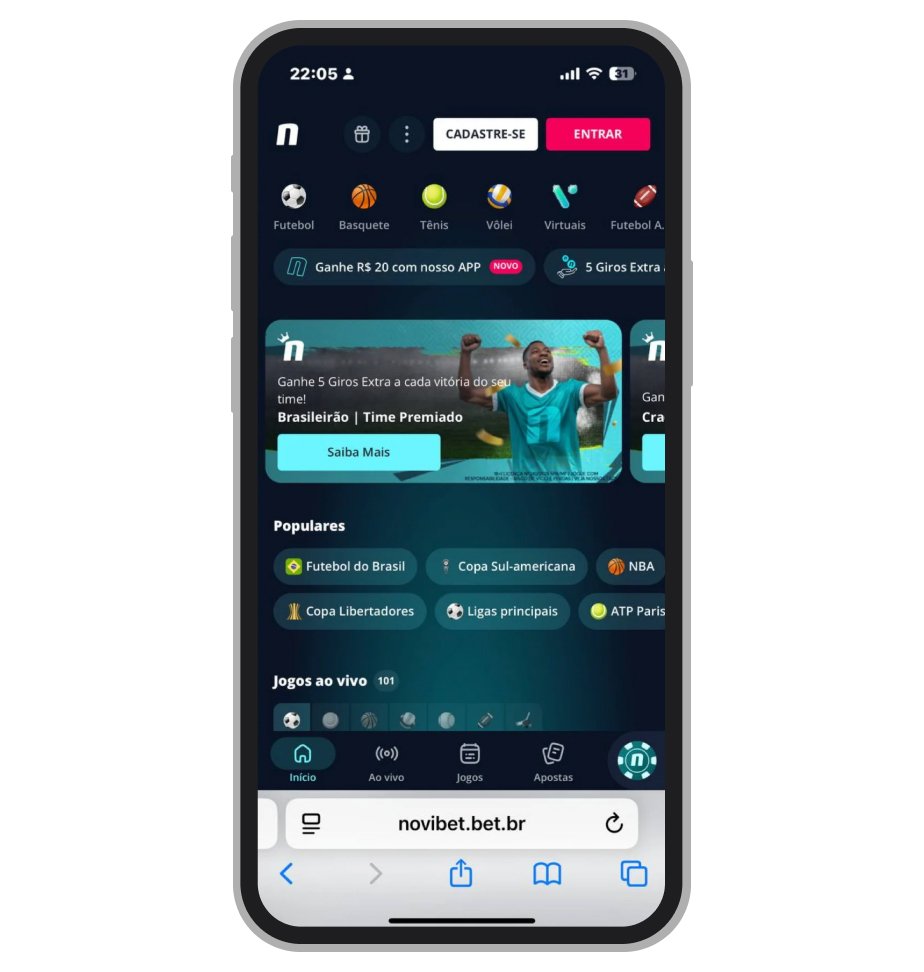 O design da Novibet é um dos melhores do setor