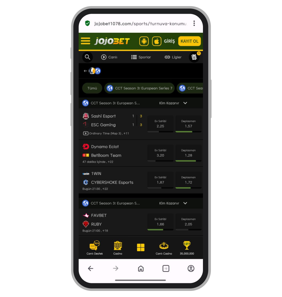 Киберспорт в Jojobet