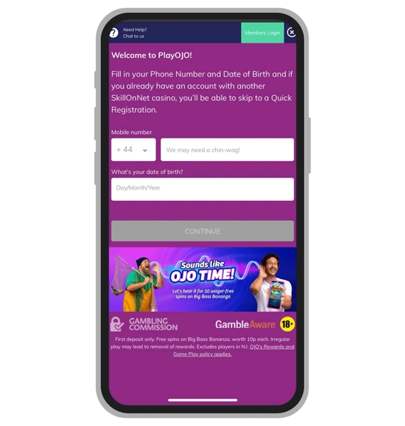 PlayOJO registration: Step 2