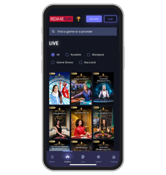Live Сasino at RedAxePlay