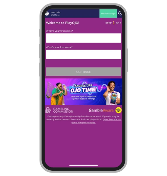 PlayOJO registration: Step 3