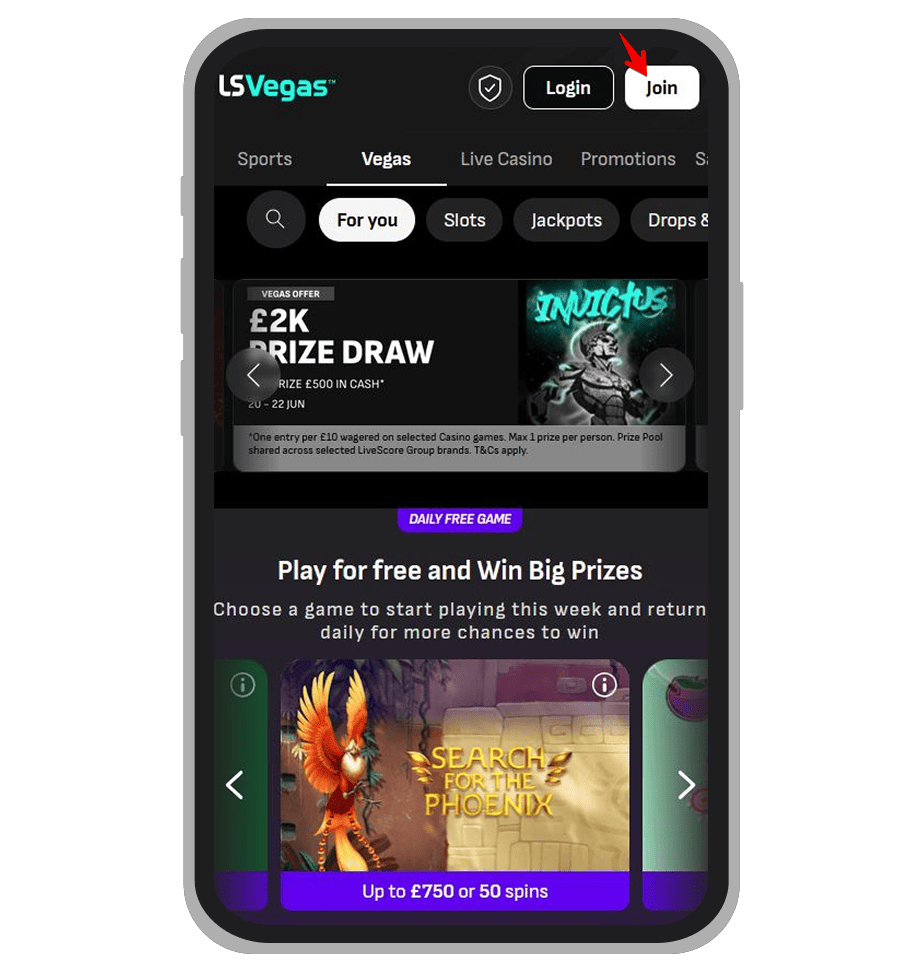 LiveScore Bet registration: Step 1