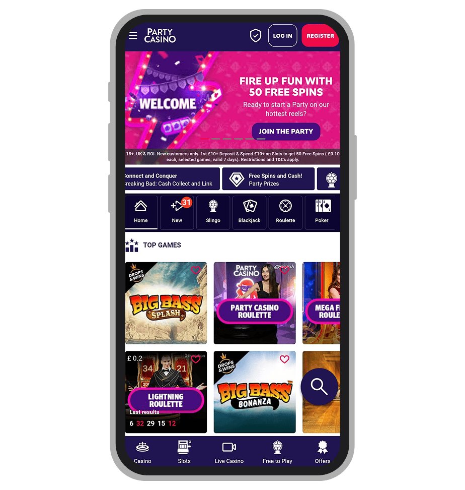 PartyCasino registration: Step 1