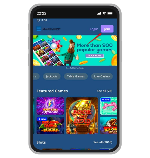 Jackie Jackpot registration: Step 1