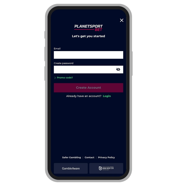 Planetsport Bet Registration: Step 1