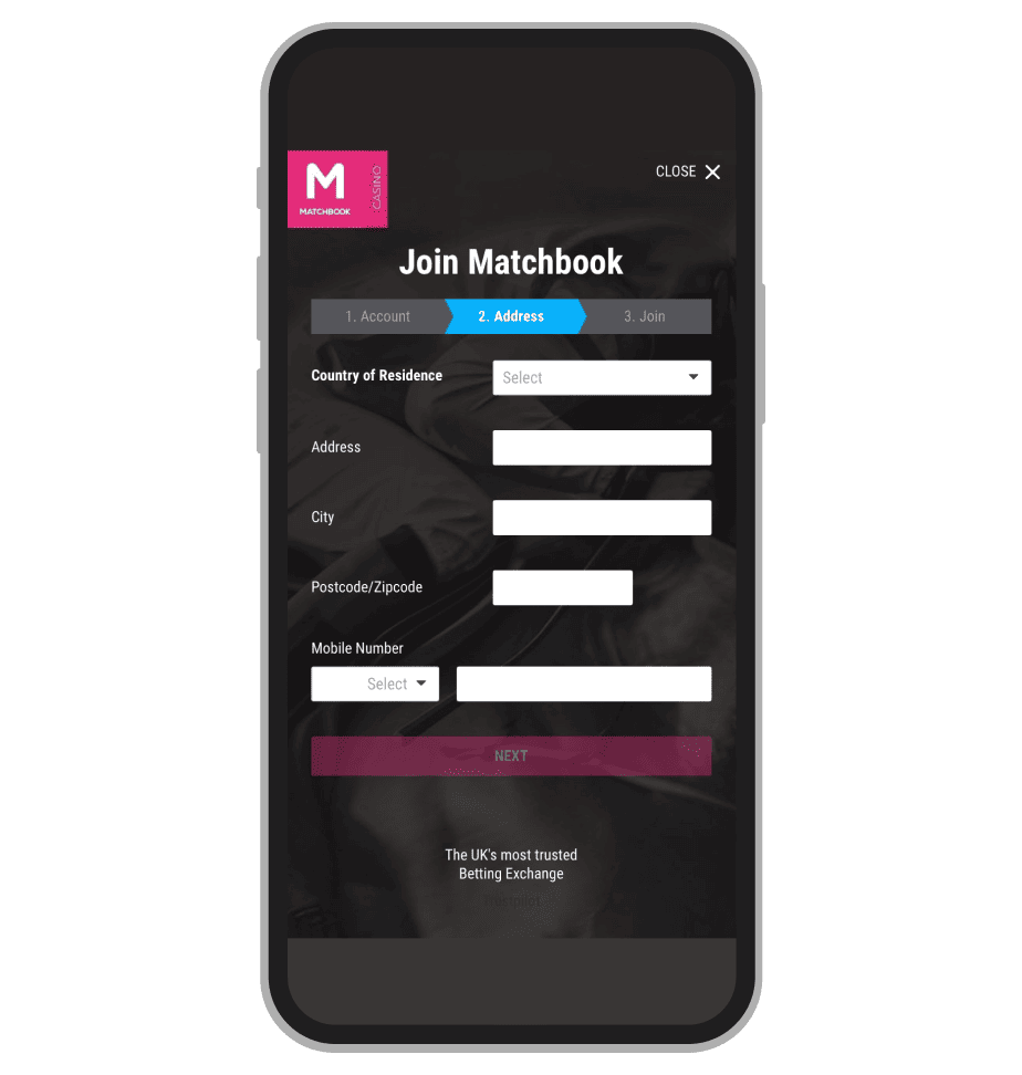 Matchbook Sign-Up Step 3