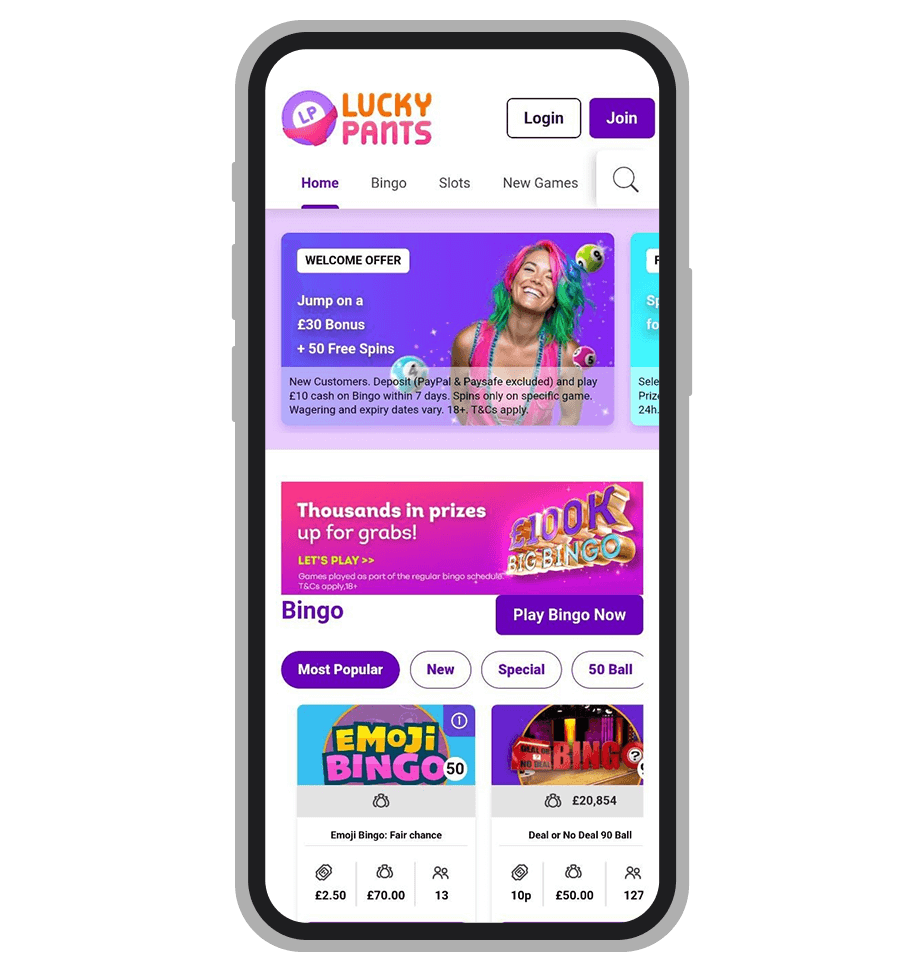 Lucky Pants Casino Home Page