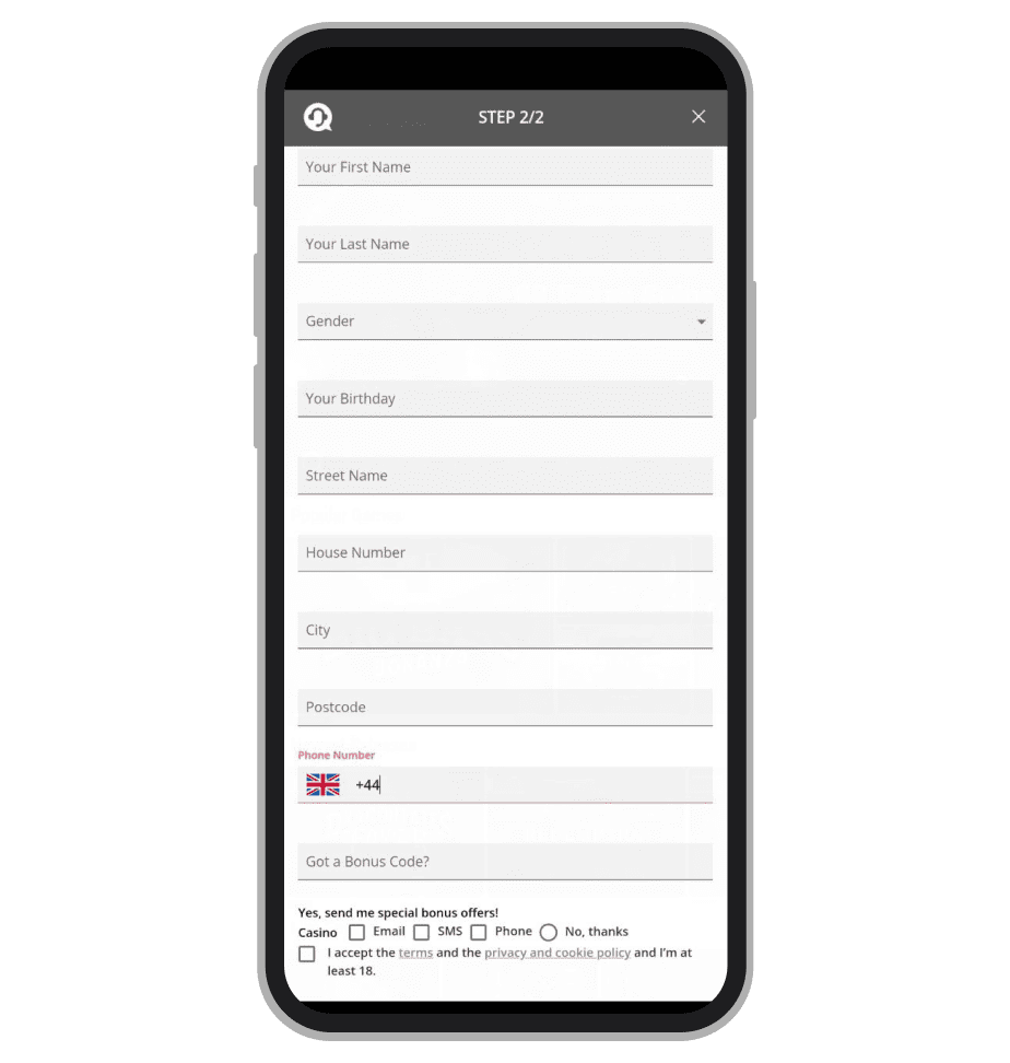 Registration form. Personal info