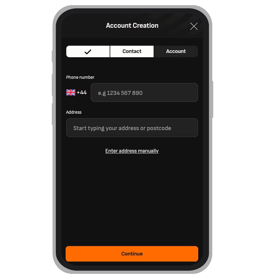 LiveScore Bet registration: Step 3