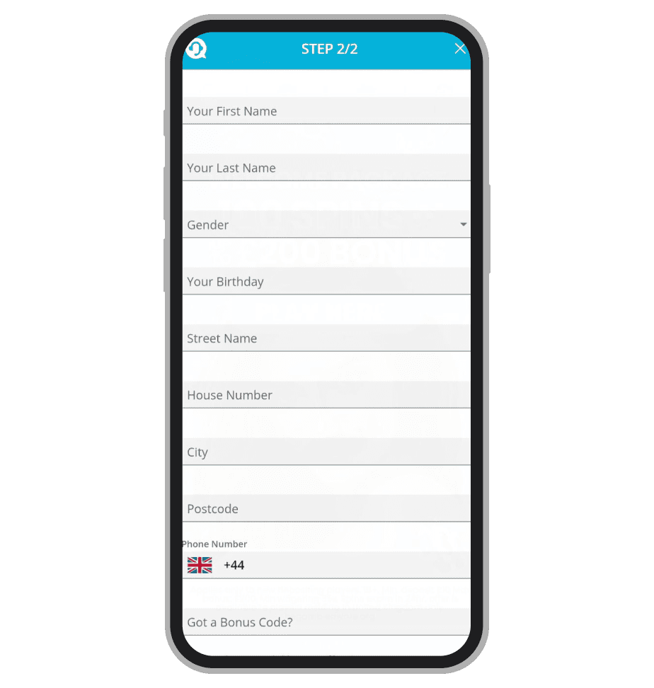 Mr Play registration: Step 2