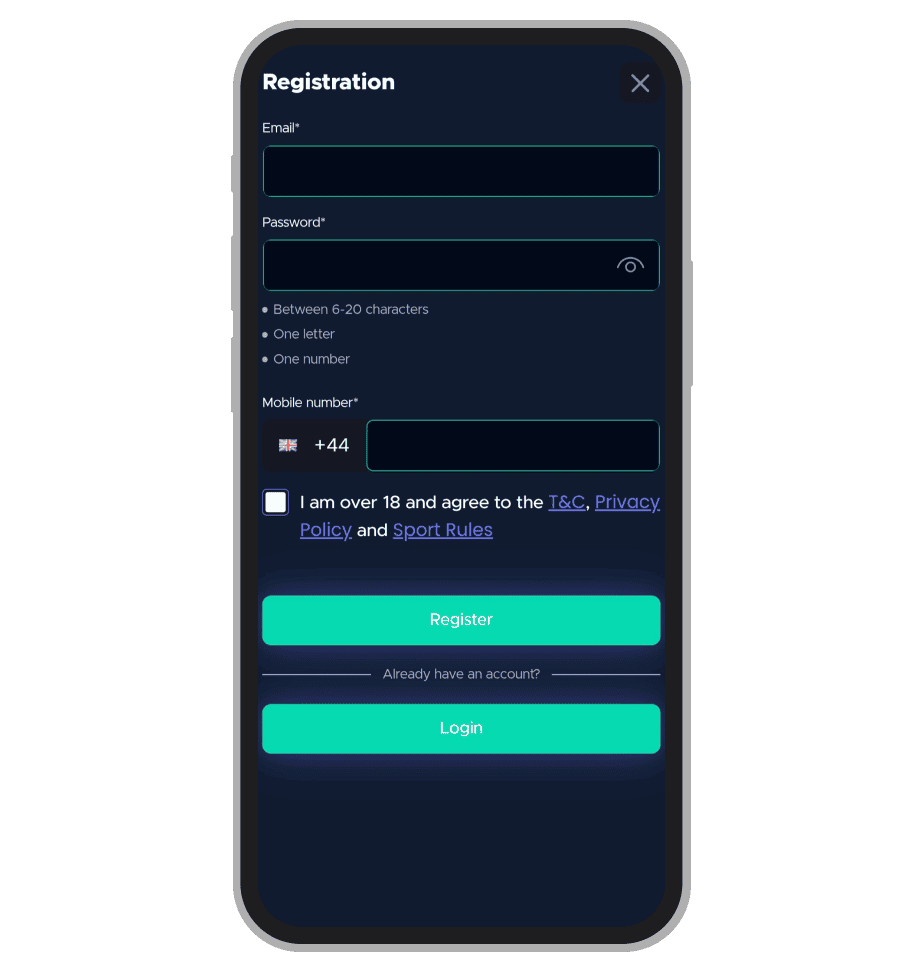 Betrino registration. Step 2