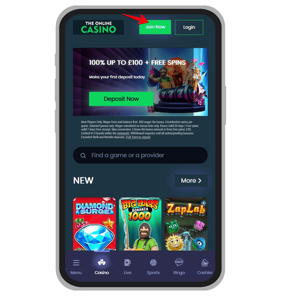 Join Button at TheOnlineCasino