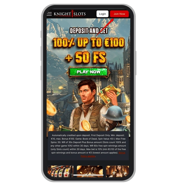 Knight Slots registration: Step 1