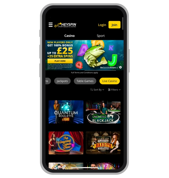Live Casino at HeySpin