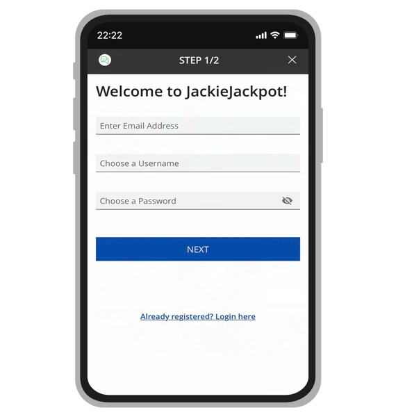 Jackie Jackpot registration: Step 2