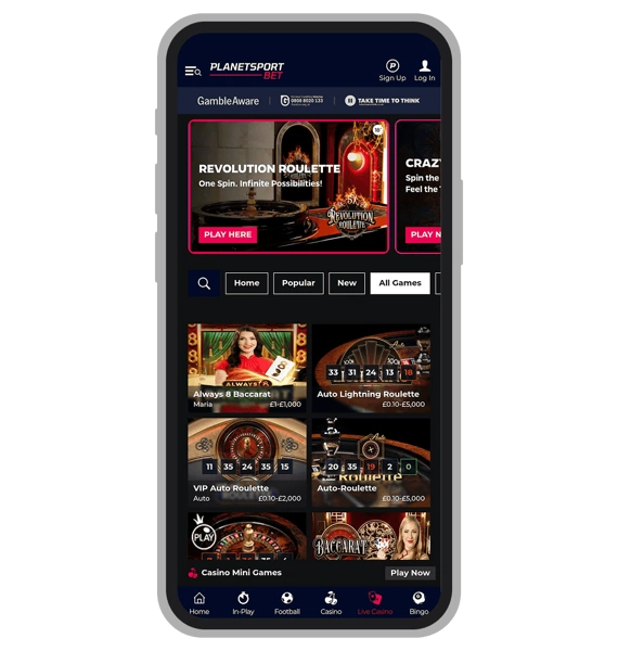 Live Casino at Planetsport Bet