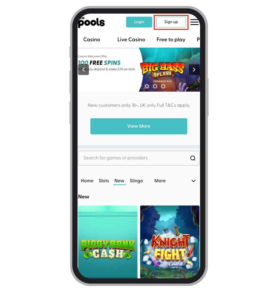 Sign Up Button at The Pools