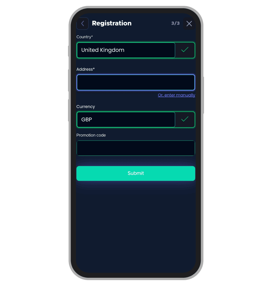 Betrino registration. Final step