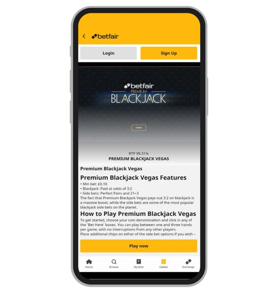 Exclusive Betfair Blackjack